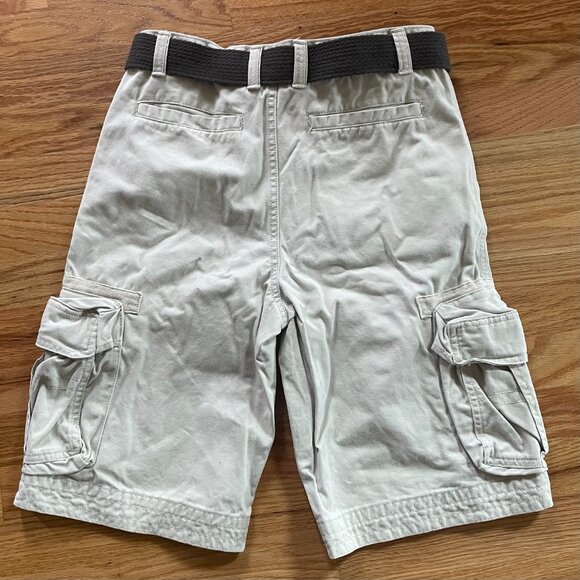 Faded Glory Khaki 100% Cotton Cargo Shorts with Belt Boys Size 14 - Picture 2 of 12